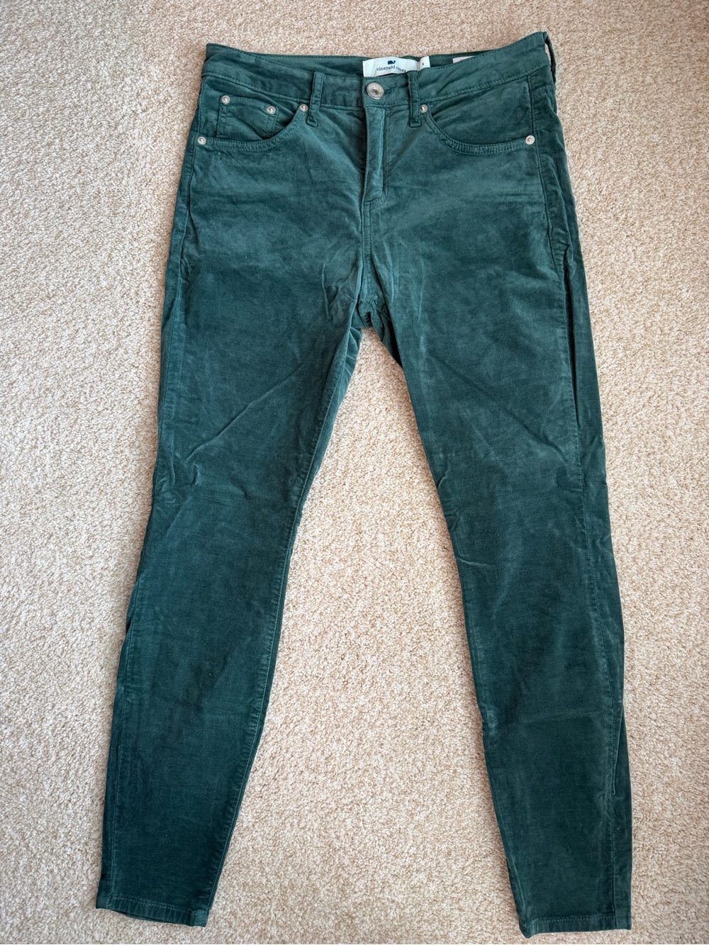 Vineyard Vines Forest Green Velvet Ankle Pants
